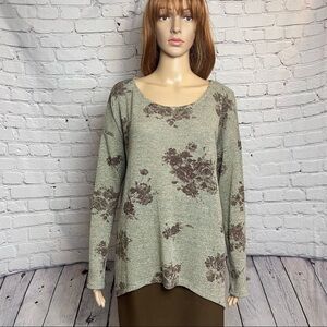 Lush Sparkle Floral Sweater Tunic With Back Sheer Panel Size M